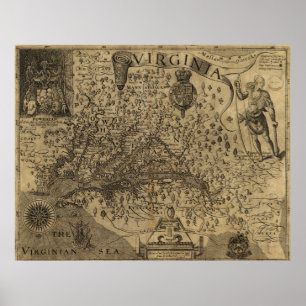 Map of Virginia by John Smith (1624) Poster