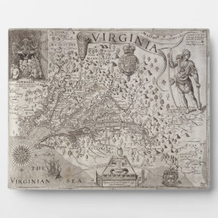 Map of Virginia, discovered and described by Capta Plaque