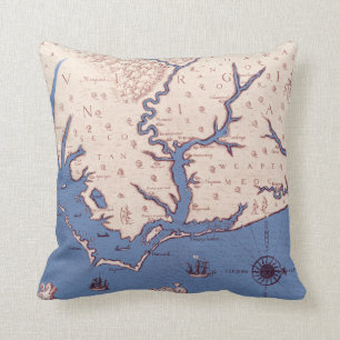 Map of Virginia Throw Pillow