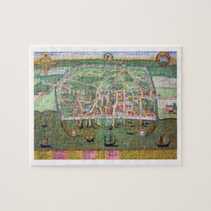 Map of Visby, from 'Civitates Orbis Terrarum' by G Jigsaw Puzzle