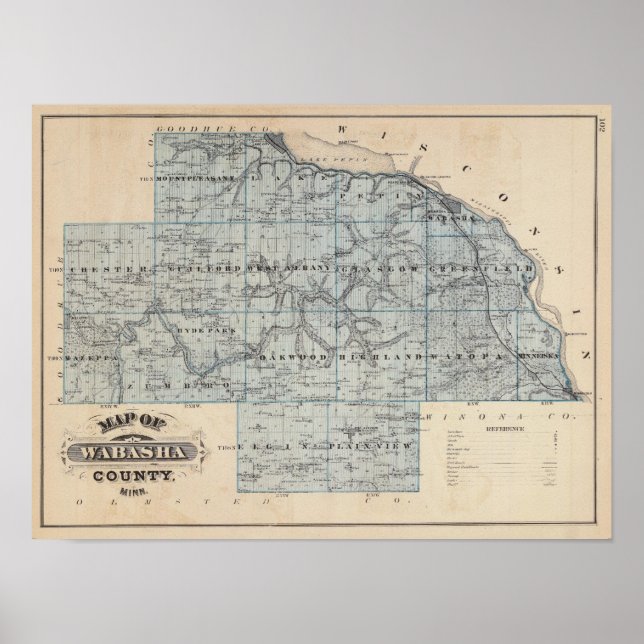 Map of Wabasha County, Minnesota Poster (Front)