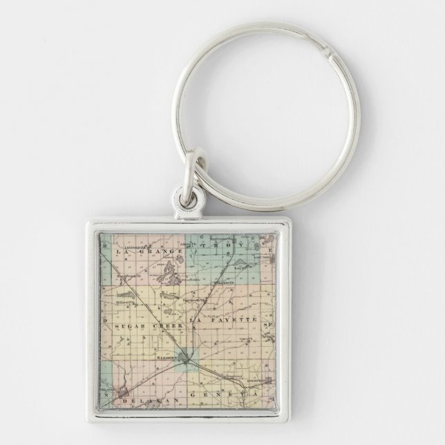 Map of Walworth County, State of Wisconsin Keychain (Front)