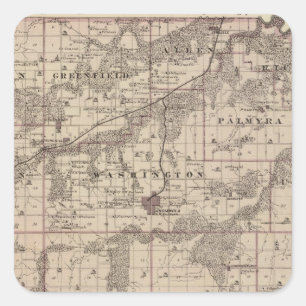 Map of Warren County, State of Iowa Square Sticker