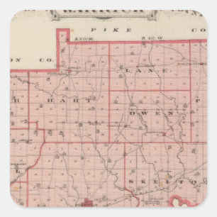 Map of Warrick County Square Sticker