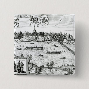 Map of Warsaw, from 'Civitates Orbis Terrarum' by 2 Inch Square Button