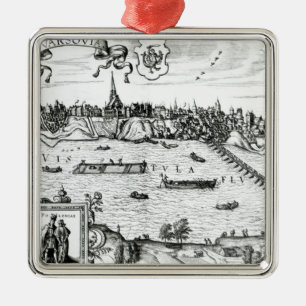 Map of Warsaw, from 'Civitates Orbis Terrarum' by Metal Ornament