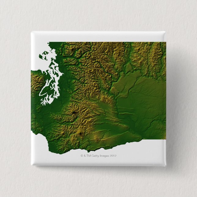 Map of Washington 3 2 Inch Square Button (Front)