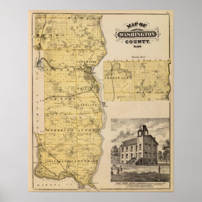 Map of Washington County, Minnesota Poster (Front)