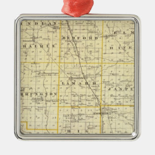 Map of Wayne County Metal Ornament