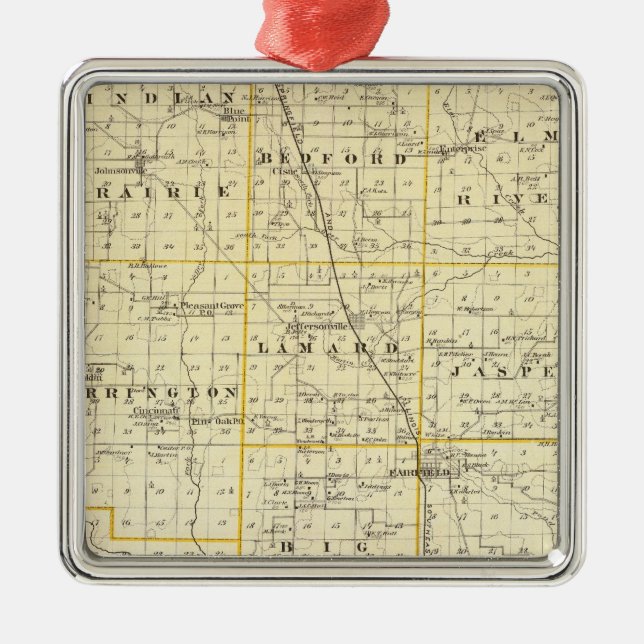 Map of Wayne County Metal Ornament (Front)