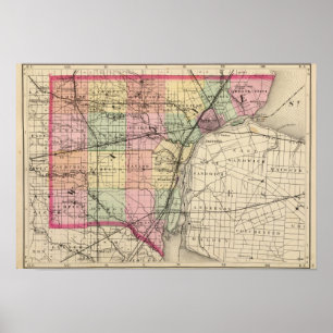 Map of Wayne County, Michigan Poster