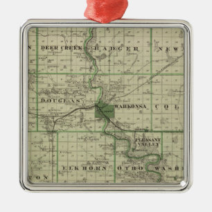 Map of Webster County, State of Iowa Metal Ornament