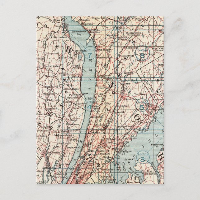 Map of Westchester County, New York Postcard (Front)