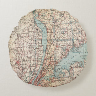 Map of Westchester County, New York Round Pillow