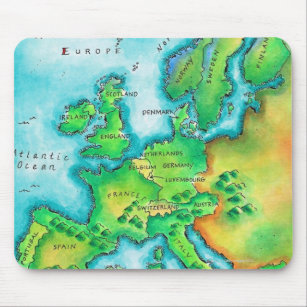 Map of Western Europe Mouse Pad