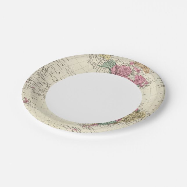 Map of Western Hemisphere Paper Plate (Angled)