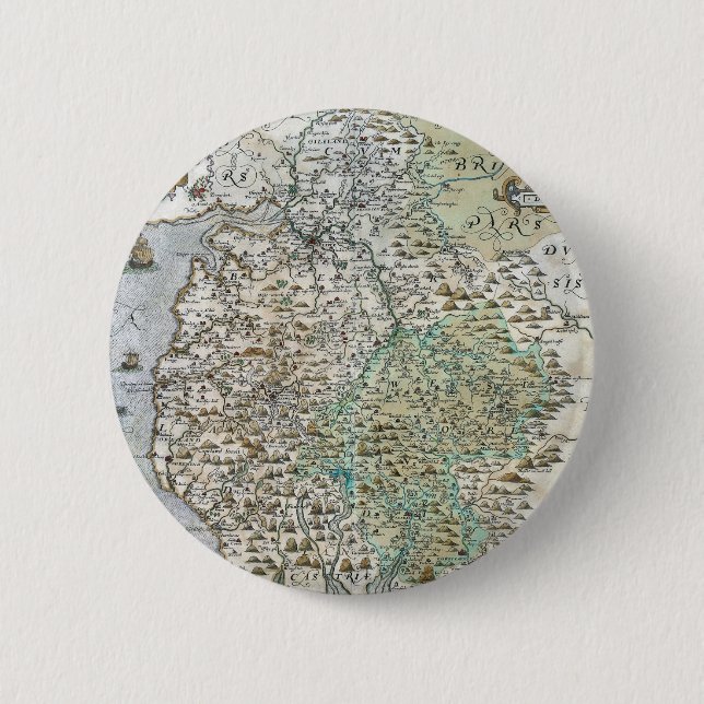 Map of Westmorland and Cumberland | 1576 2 Inch Round Button (Front)