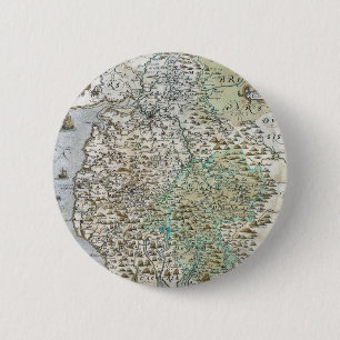 Map of Westmorland and Cumberland 1576 2 Inch Round Button