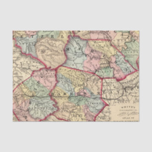 Map of Wetzel, Monongalia, Marion, Doddridge Tissue Paper