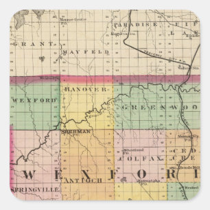 Map of Wexford County, Michigan Square Sticker