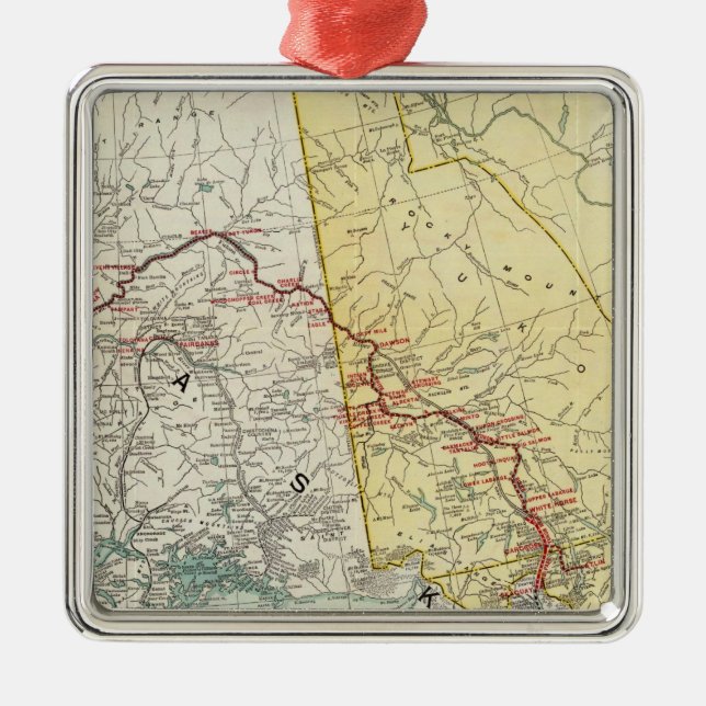 Map Of White Pass & Yukon Route And Connections Metal Ornament (Front)