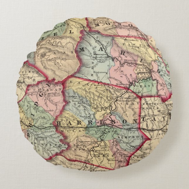 Map of Winfield, West Virginia Round Pillow (Front)