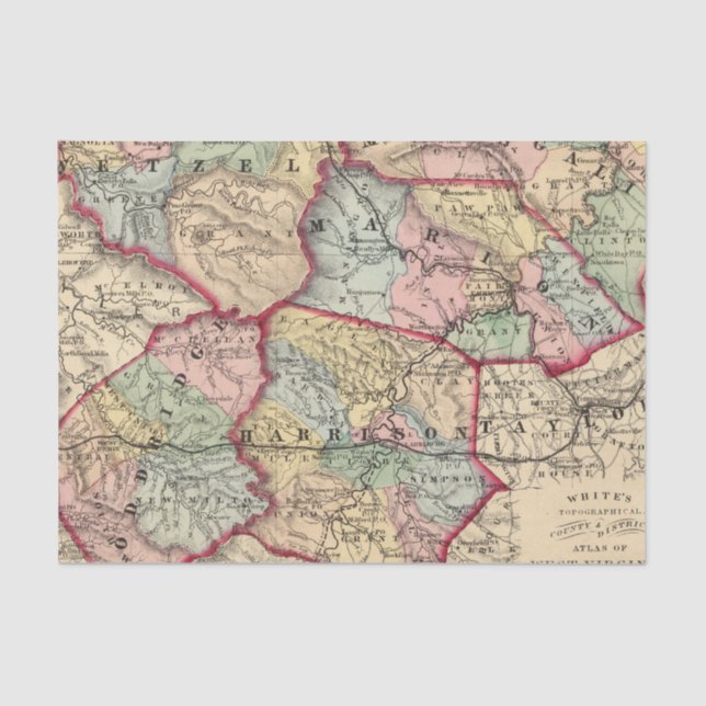 Map of Winfield, West Virginia Tissue Paper (Front)