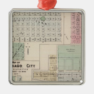 Map of Winnebago City Map of Blue Earth, Minnesota Metal Ornament