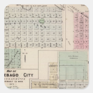 Map of Winnebago City Map of Blue Earth, Minnesota Square Sticker