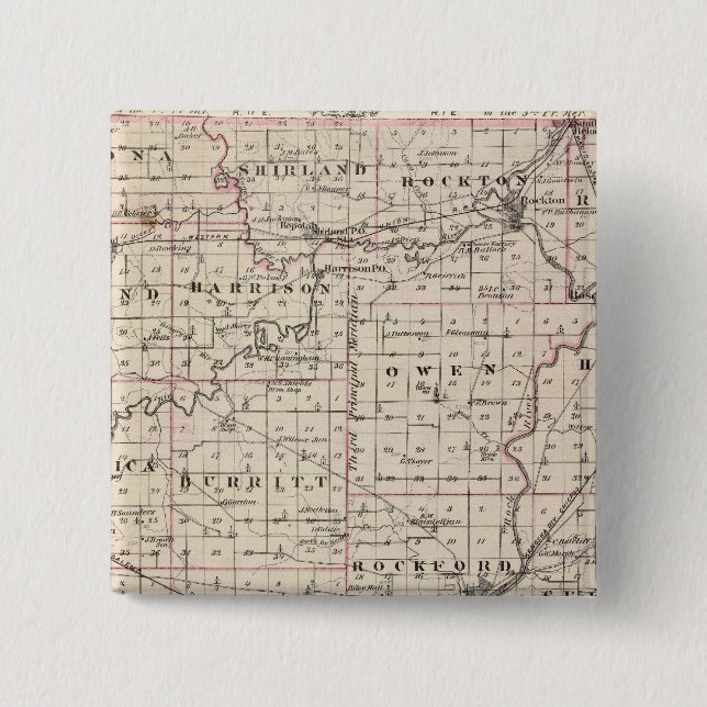 Map of Winnebago County and Belvidere 2 Inch Square Button (Front)