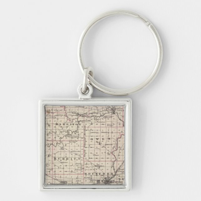 Map of Winnebago County and Belvidere Keychain (Front)
