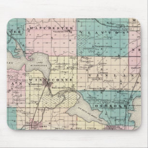 Map of Winnebago County, State of Wisconsin Mouse Pad