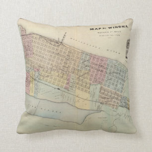 Map of Winona, Minnesota Throw Pillow