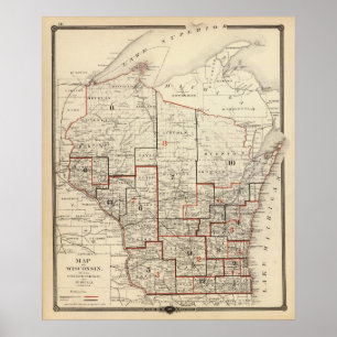 Map of Wisconsin Poster