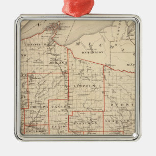 Map of Wisconsin, showing assembly districts Metal Ornament