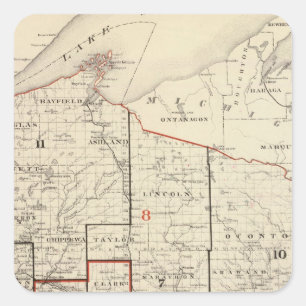 Map of Wisconsin Square Sticker