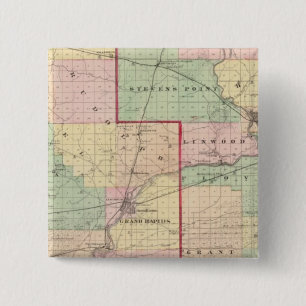 Map of Wood and Portage counties 2 Inch Square Button
