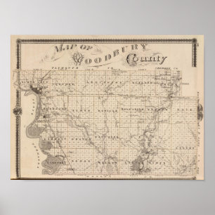 Map of Woodbury County, State of Iowa Poster