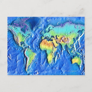 Map of world postcard
