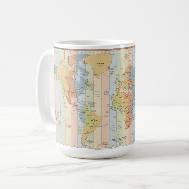 Map of World Time Zones Coffee Mug (Front Left)