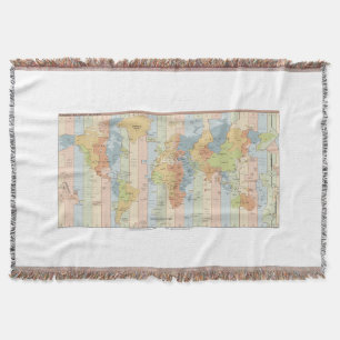 Map of World Time Zones Throw Blanket