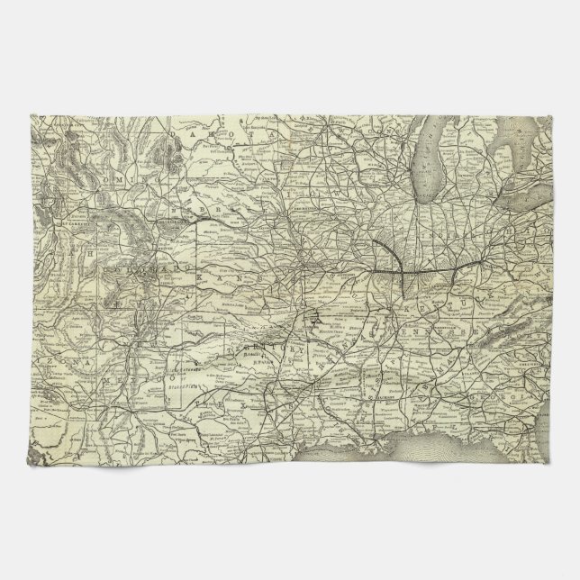 Map Ohio and Mississippi Railway Kitchen Towel (Horizontal)