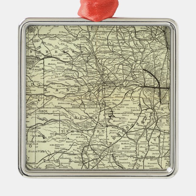 Map Ohio and Mississippi Railway Metal Ornament (Front)