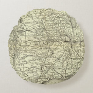 Map Ohio and Mississippi Railway Round Pillow