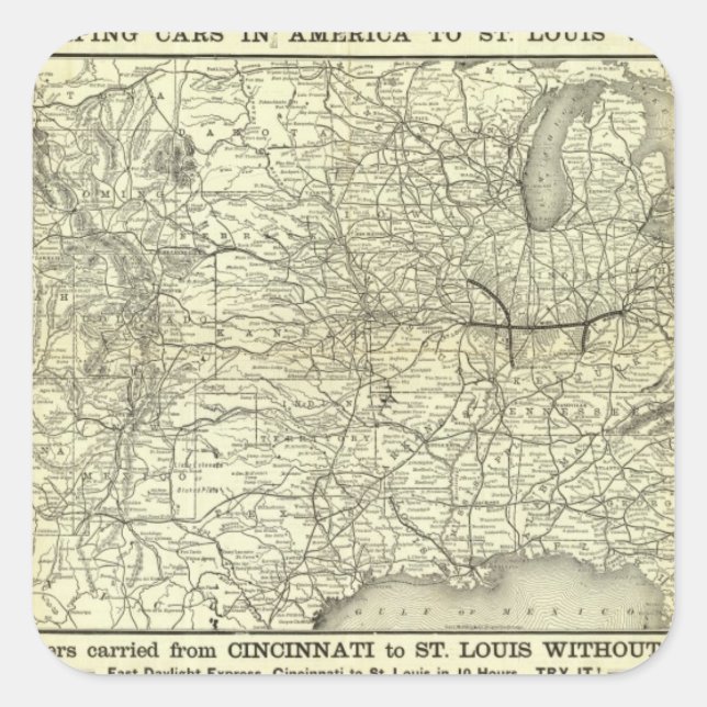 Map Ohio and Mississippi Railway Square Sticker (Front)