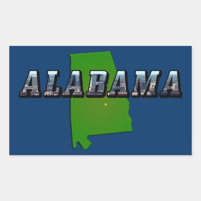 Map Outline and Picture Text of Alabama Sticker (Front)