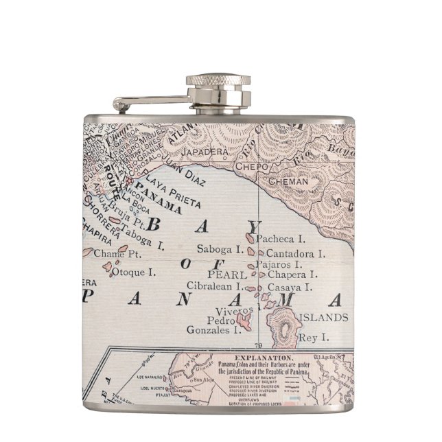 MAP: PANAMA, 1907 HIP FLASK (Front)