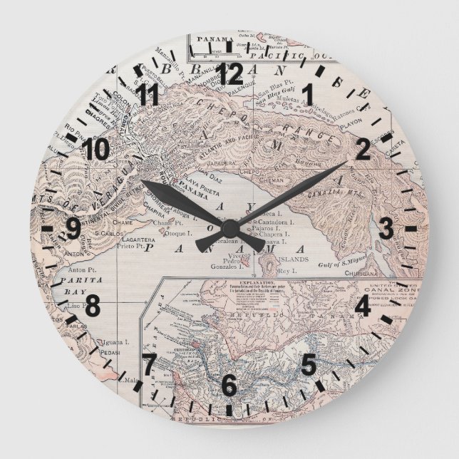 MAP: PANAMA, 1907 LARGE CLOCK (Front)