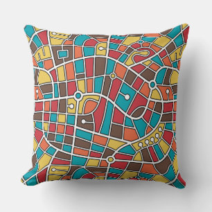 Map Pattern 030520 - Colours 03 Throw Pillow