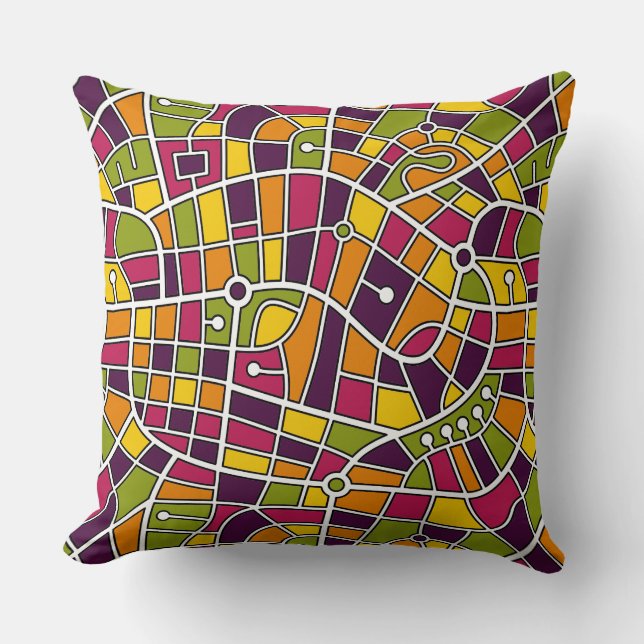 Map Pattern 030520 - Colours 05 Throw Pillow (Front)